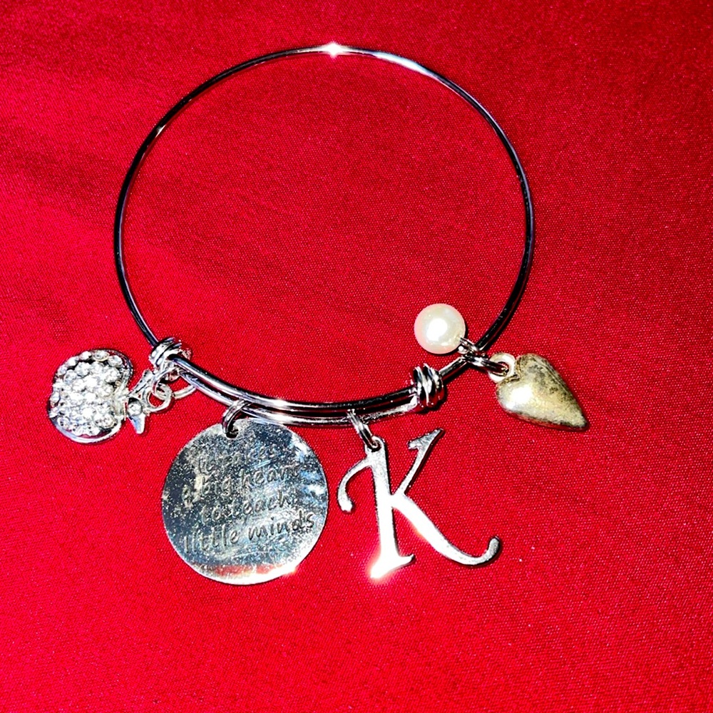 Ursteel Teacher Gifts for Women, K Initial Charm Bracelet